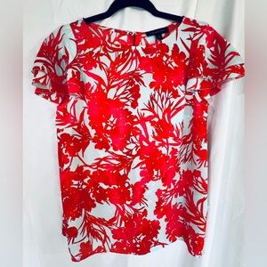 Banana Republic Retail Red and Blue Floral Blouse